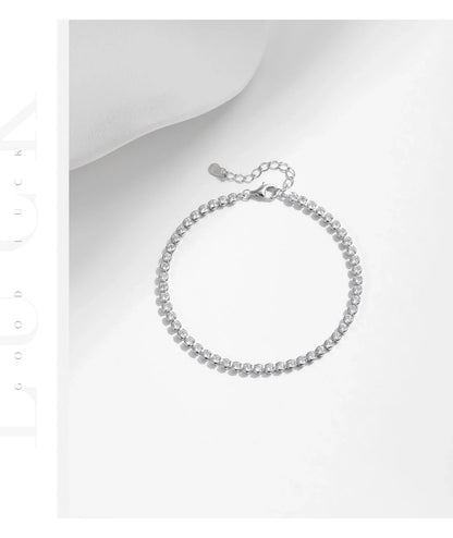 925 Sterling Silver Sparkling CZ Tennis Bracelet Round Zirconia Platinum Plated Bracelet For Women Fine Jewelry Gift