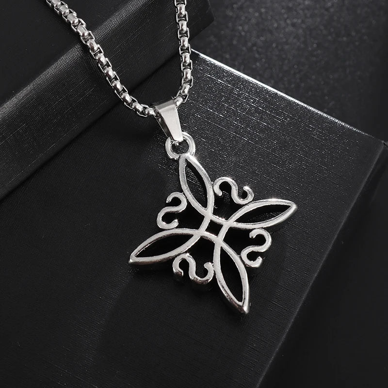Witchcraft Witch Knot Necklace Irish Trinity Knot Triple Spiral Pendant Stainless Steel Ankh Cross Pentagram Amulet Jewelry