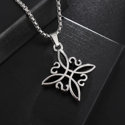 Witchcraft Witch Knot Necklace Irish Trinity Knot Triple Spiral Pendant Stainless Steel Ankh Cross Pentagram Amulet Jewelry