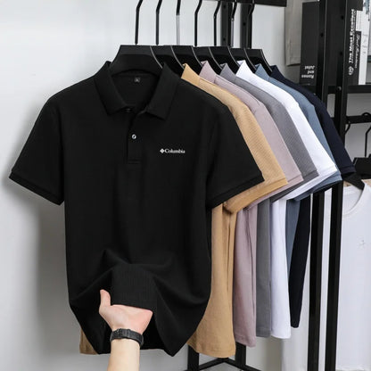 100% pure cotton new men's short sleeved summer comfortable breathable polo shirt, high-end brand designer embroidered T-shirt
