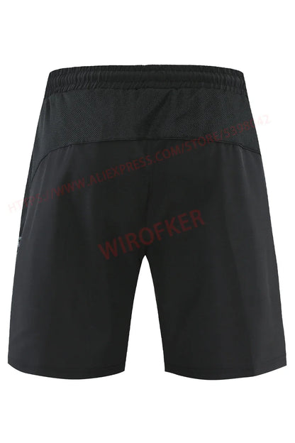 Men Run Shorts Patchwork Training Shorts Zipper Pockets Gym Sports Quick Dry Short