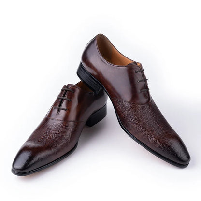 Classic Men's Leather Shoes Lace Up Fashion Genuine Leather Oxfords Men Shoes Handmade Dress Formal Office Trendy Man's Footwear