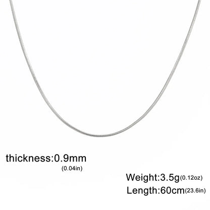 Round Snake Chain Necklace for Women Men Stainless Steel Link Chain 0.9mm 1.2mm 2mm Chains Choker Fashion Jewelry Gifts