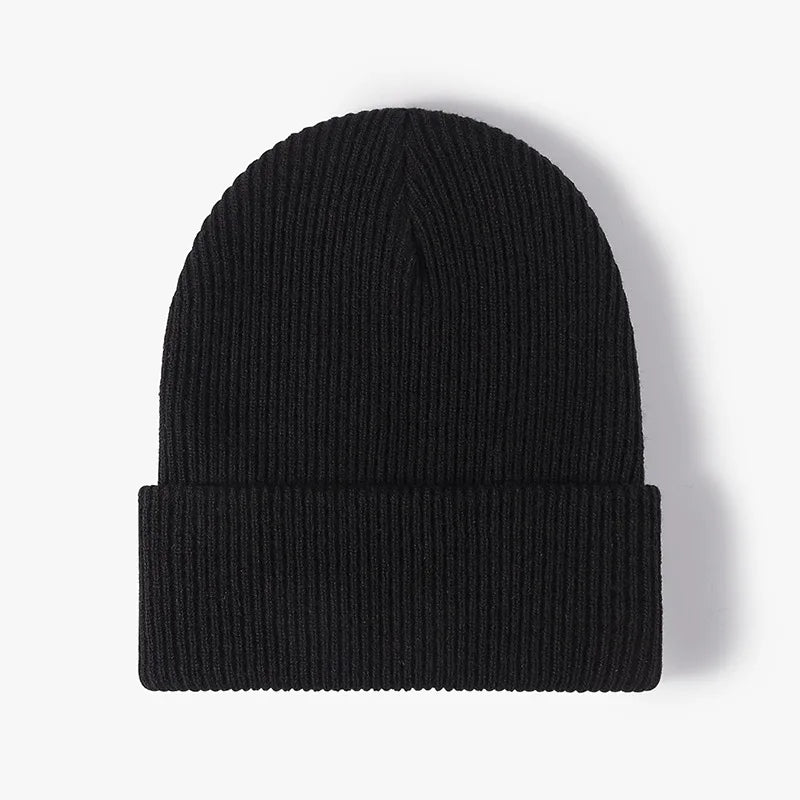 Women Men Autumn Winter Warm Beanie Hat Solid Color Lady Male Stretch