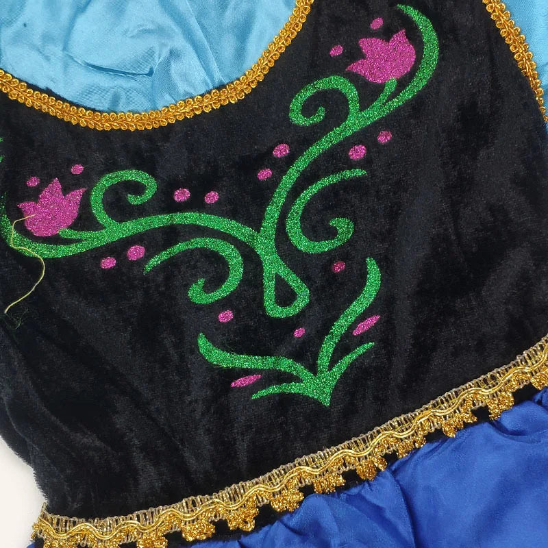Frozen Classic Movie Princess Anna Dress With Red Cape Christmas Holiday Party Carnival Girls Gift Cosplay Anna Dress Set