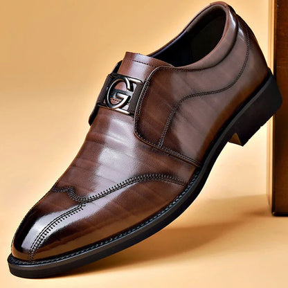 Luxury Party Shoes for Men Slip on Formal Dress Shoes for Men Pointed Toe Black PU Leather Casual Business Shoes Office Wedding