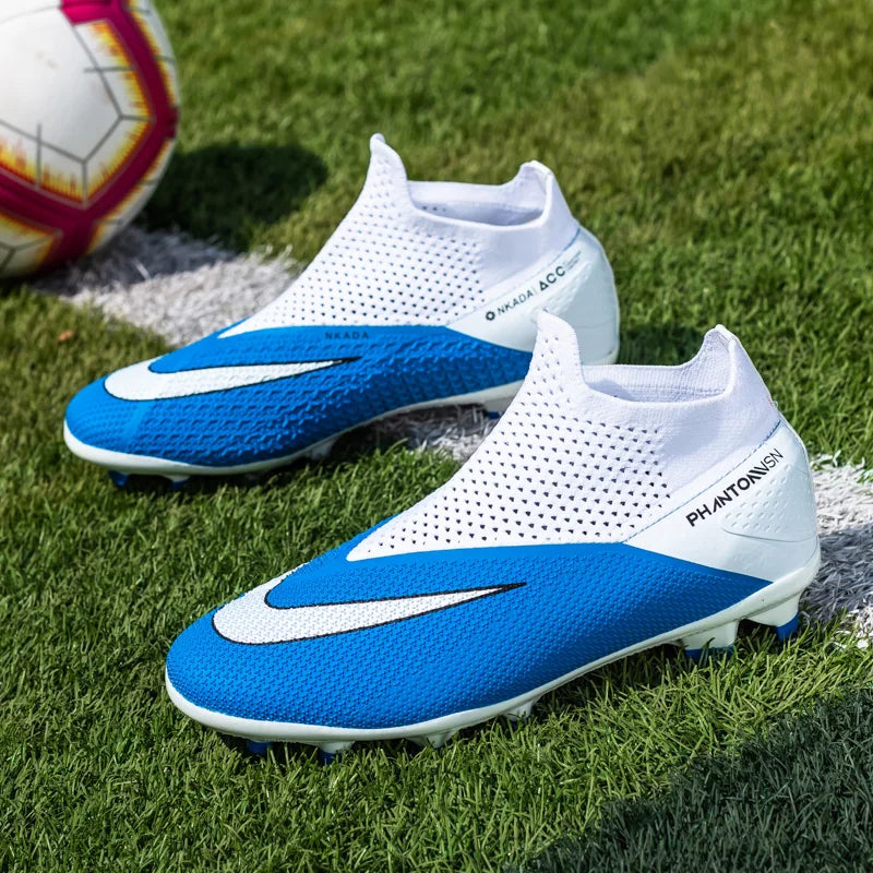 Big Size 49 48 Slip On Soccer Shoes Unisex Long Spike AG/TF Artificial Football Shoes Indoor Anti-slip Training Sport Boots