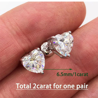 Certified 5cttw Full Moissanite Drop Earrings for Women Heart Cut Lab Diamond Stud Earring 925 Sterling Silver Fine Jewelry