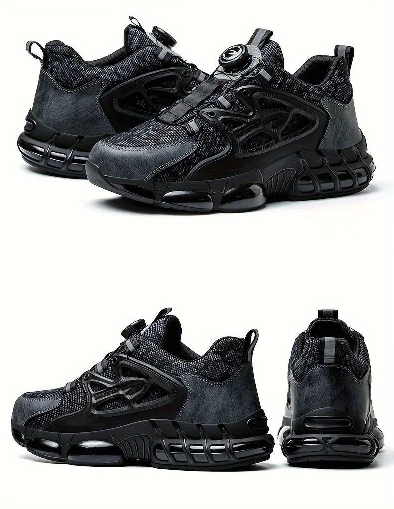 Rotating Button Safety Shoes Men Steel Toe Sneaker Air Cushion Work Shoes Man Puncture Proof Work Safety Boots Protective Shoes