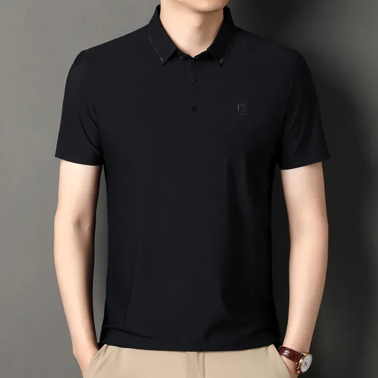 Gray Men's Cool Golf, Business Casual Polo Shirt，2024 Summer New Seamless T-shirt, Fashion Popular Lapel Short Sleeve