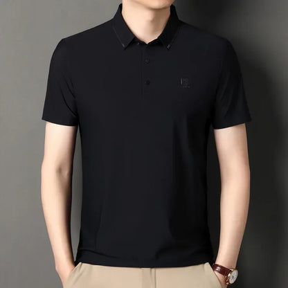 Gray Men's Cool Golf, Business Casual Polo Shirt，2024 Summer New Seamless T-shirt, Fashion Popular Lapel Short Sleeve