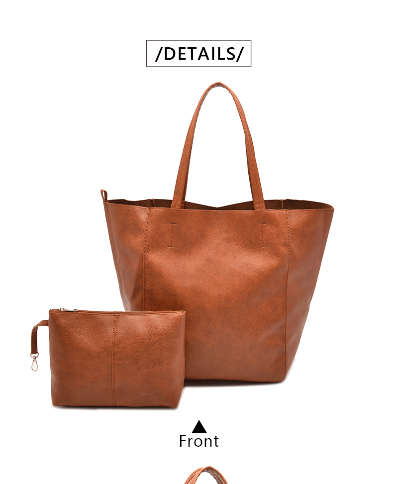 Retro 2 Set Bag Shoulder Bags High Capacity Tote Bags Metal Button Handbags Solid Color Multifunction Beach Bag For Ladies