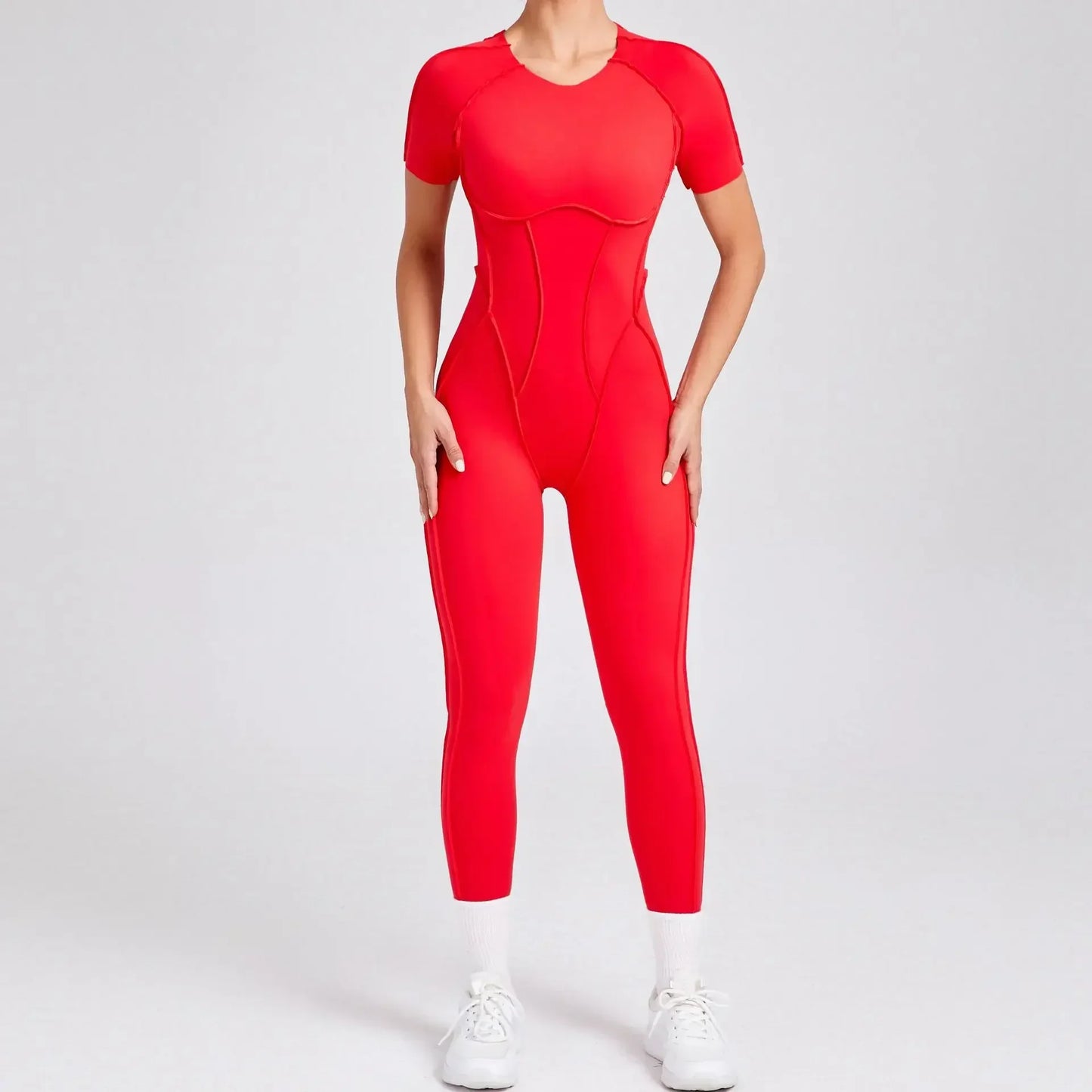 Women's High Elasticity Sports Bodysuit Kit Yoga Fitness Jumpsuit Open Back Hip-Lift Outdoors Gym Workout Sexy Fitness Outfit