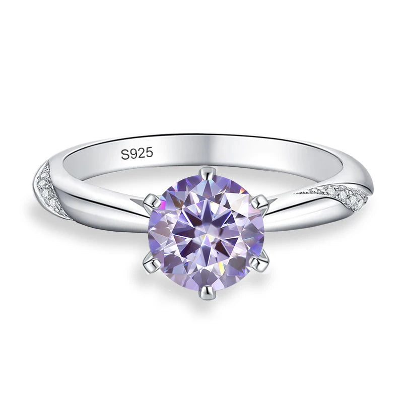0.5ct 1ct 2ct Blue Pink Grey Moissanite Rings Gifts for Women 925 Sterling Silver Wedding Band Women's Ring Woman Rings