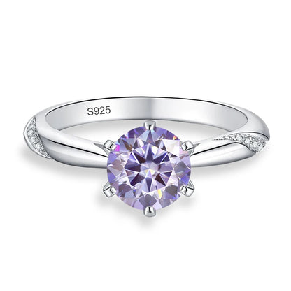 0.5ct 1ct 2ct Blue Pink Grey Moissanite Rings Gifts for Women 925 Sterling Silver Wedding Band Women's Ring Woman Rings