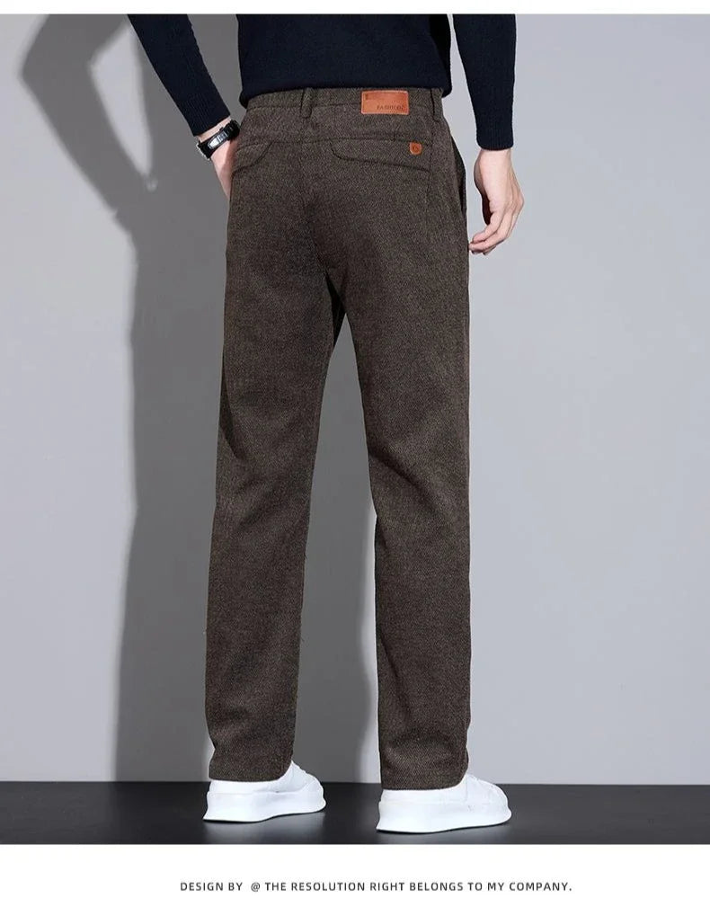Men's Loose Casual Pants Autumn and Winter New Fashion Pocket Wide-leg Business Pants Comfortable Elastic Waist Stretch Pants