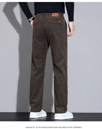 Men's Loose Casual Pants Autumn and Winter New Fashion Pocket Wide-leg Business Pants Comfortable Elastic Waist Stretch Pants