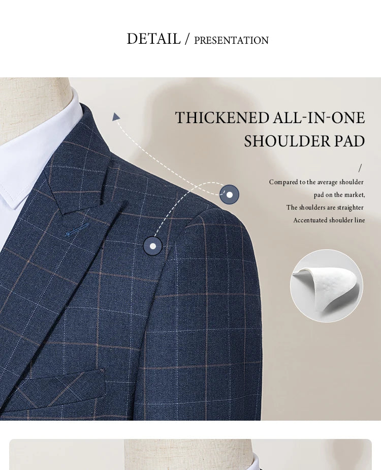 High Quality Plaid suit Formal Business Office Men's Suits Fashionable and Casual evening gown
