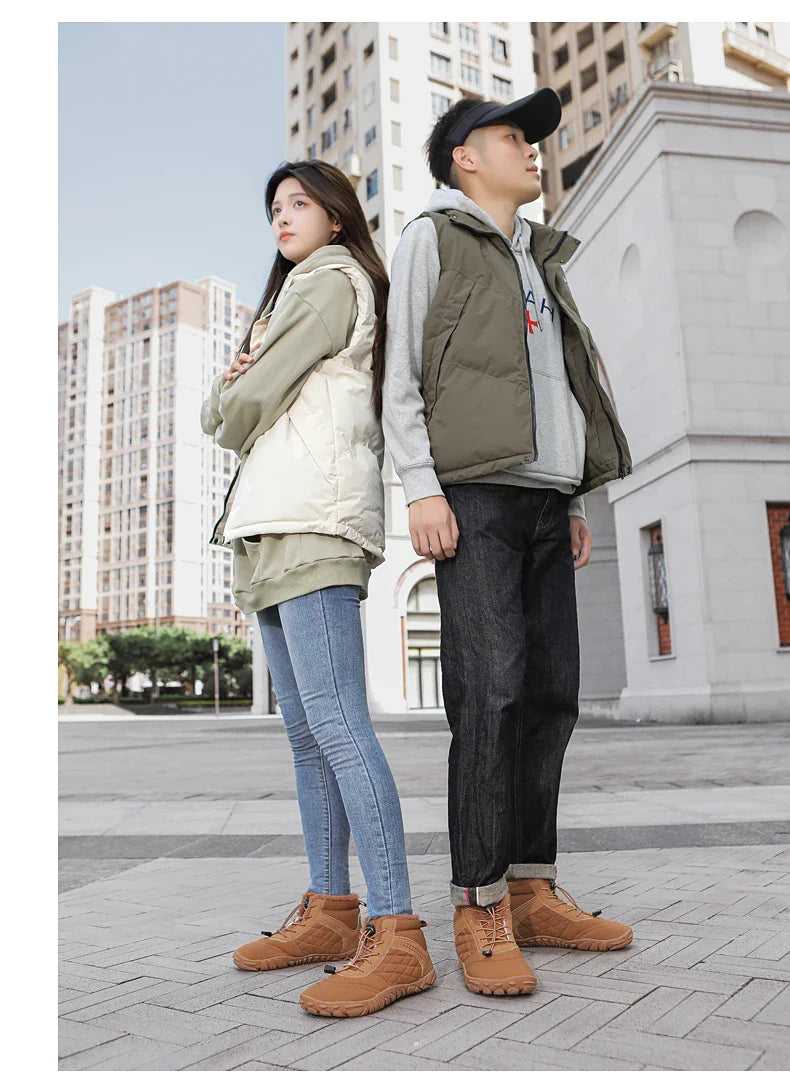 Botas de Caminhada de Inverno Barefoot Masculinas Femininas, Botas de Neve Quentes Sem Salto, Botas de Tornozelo com Biqueira Larga, Impermeáveis Minimalistas