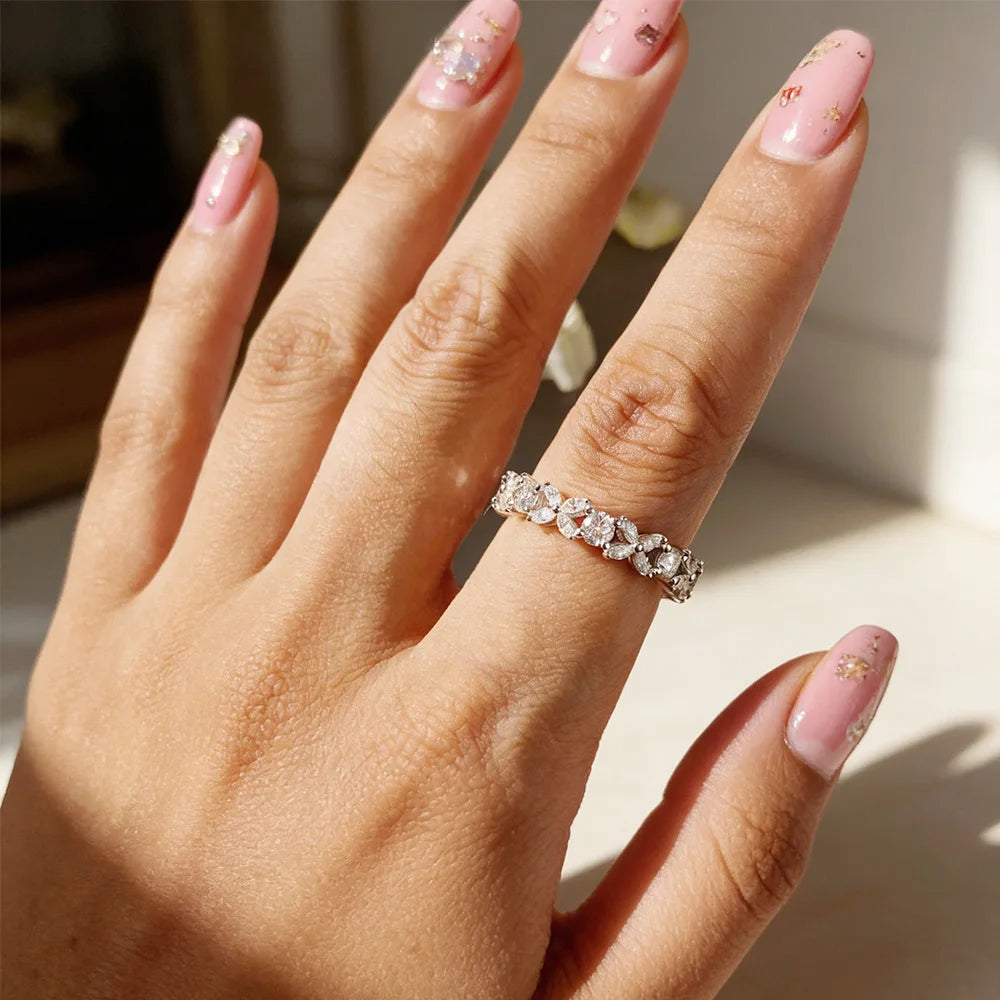 Moissanite Eternity Band Rings for Women Jewelry GRA Certified D Color VVS1 Lab Grow Diamond s925 Sterling Silver Ring