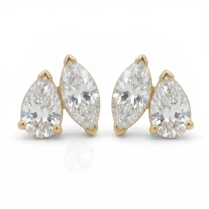 4cttw Marquise&Pear Cut Moissanite Stud Earrings with Certificate 2Diamond Ear Studs for Women Wedding S925 Silver Fine Jewelry