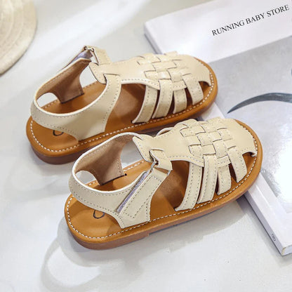 Toddler Sandals for Boys Cut outs Leather Shoes 2026 Summer Brand New Gladiator Sandals Weave Baby Boy Beach Shoes Flats H05096