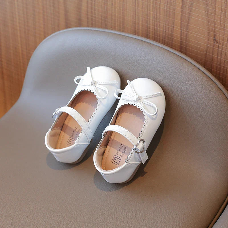 Summer Girl's Princess Shoes Bowknot Round Toe Hook-loop Shallow Cute Daily Kid's Flat Shoe Solid Colors Anti-slip Children Shoe