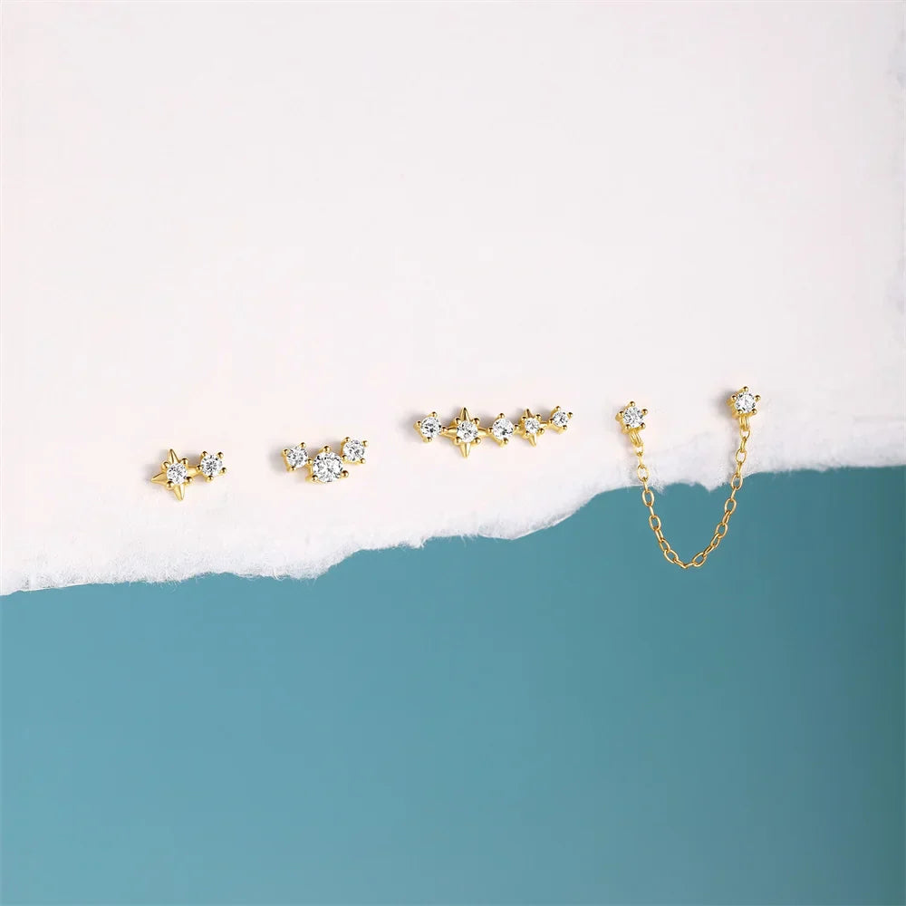 925 Sterling Silver WaterDrop/Flower/Pearl Earring Set For Women 18k Gold Plated 3 piece Earring Party Jewelry Gifts