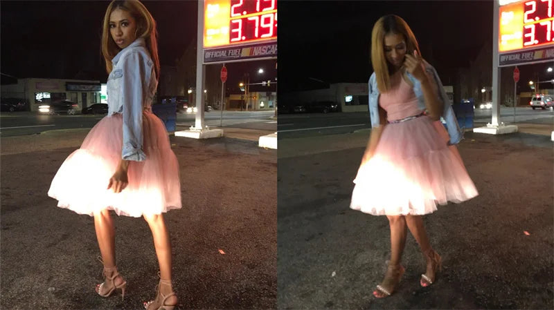 6 Layers Fluffy Ball Gown Women Short Skirts Knee Length Tutu Dress Underskirt Soft Tulle Petticoat for Club Cosplay Marathon