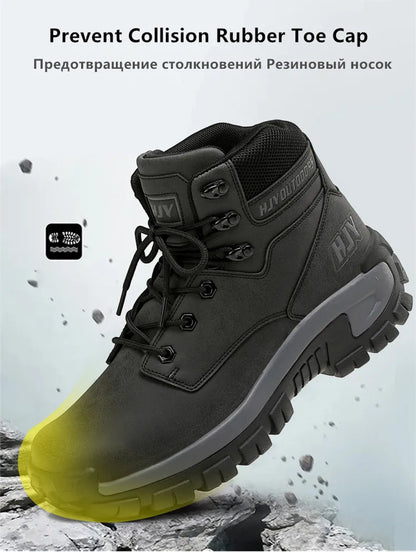 High-Top Leather Men's Boots Breathable Desert Combat Boots Outdoor Non-slip Hiking Boots Men Motorcycle Boots Work Ankle Boots