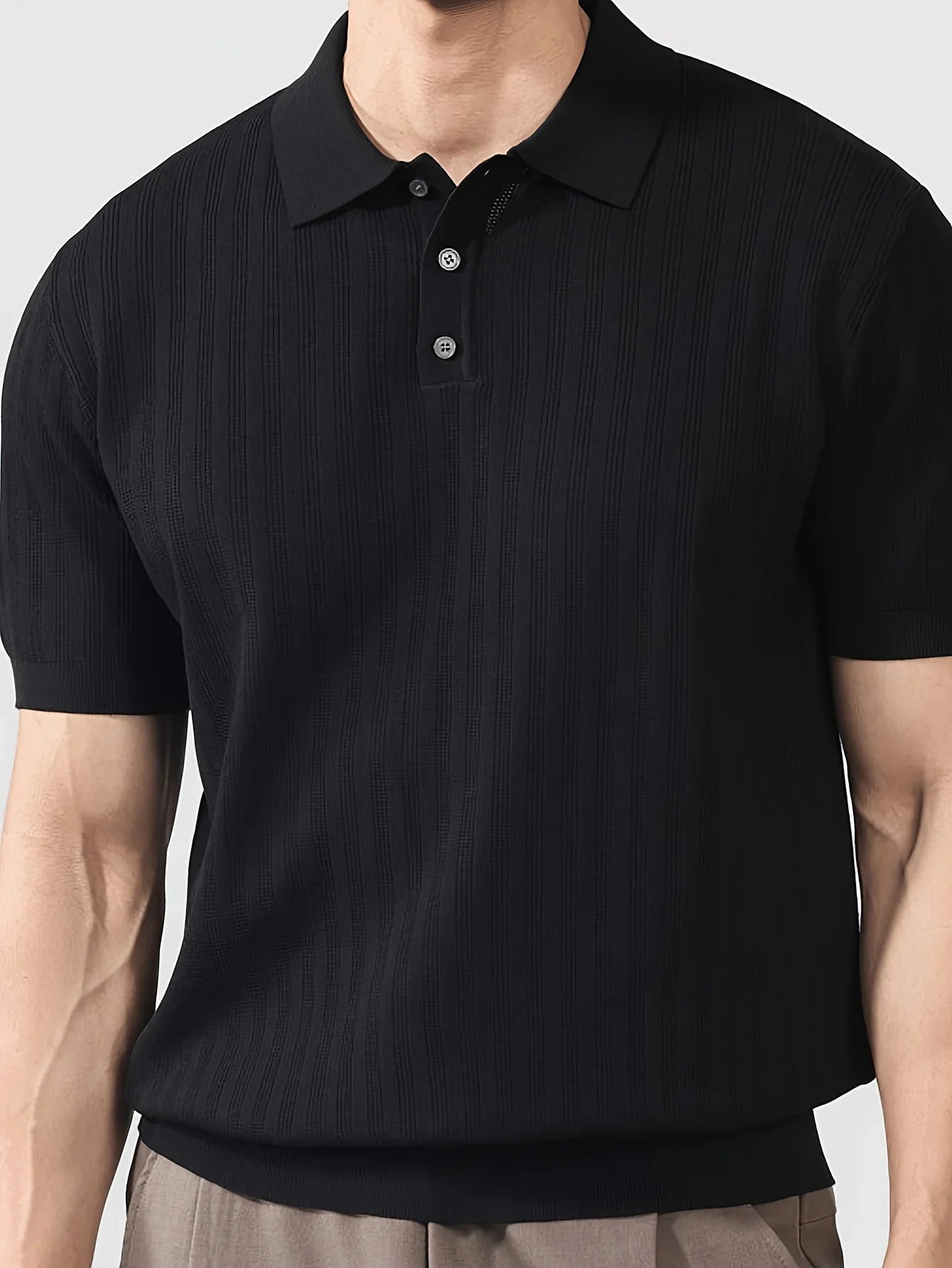 Cool and stylish men's ice-cold silk knitted polo shirt for summer, trendy brand polo shirt with a collared design, perfect for