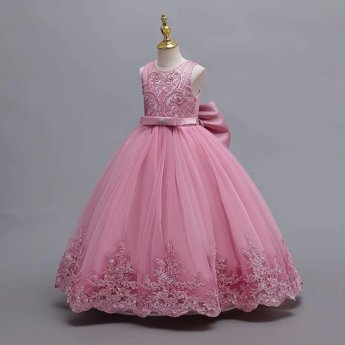 4-12 years old gorgeous girl dress sheer elegant girl birthday party princess dress long carnival evening dress summer clothing