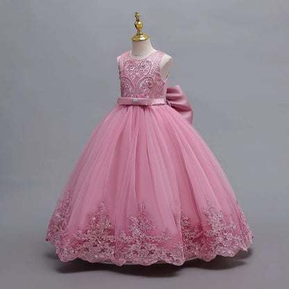 4-12 years old gorgeous girl dress sheer elegant girl birthday party princess dress long carnival evening dress summer clothing