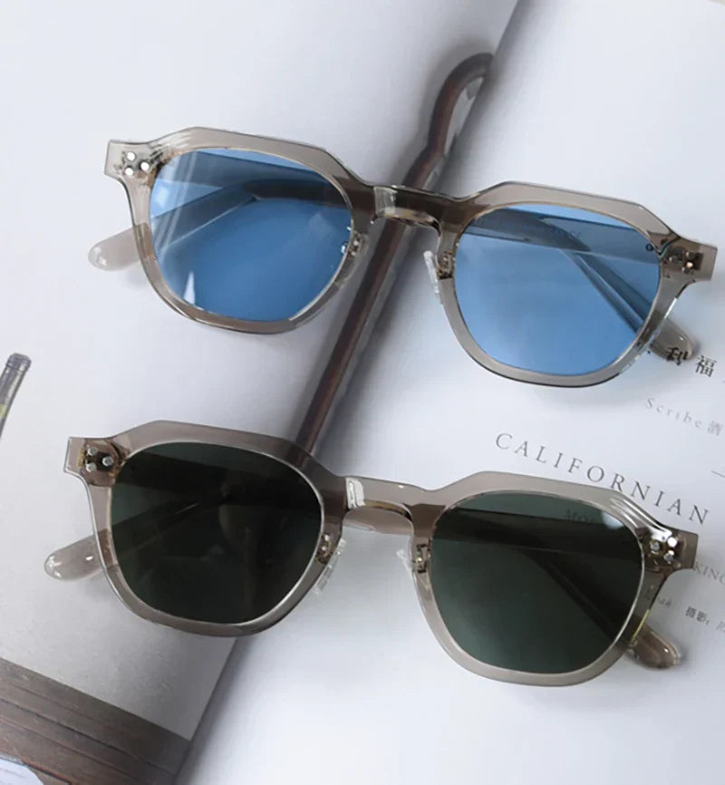retro sun glasses for women TR90 frame polygon polarized sunglasses uv400 male green brown 2023 summer