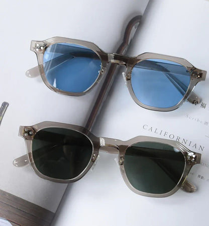 retro sun glasses for women TR90 frame polygon polarized sunglasses uv400 male green brown 2023 summer
