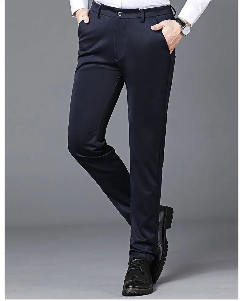 Men's Summer Fashion Business Casual Long Pants Suit Pants Male Elastic Straight Formal Brand Trousers Plus Big Size 28-40