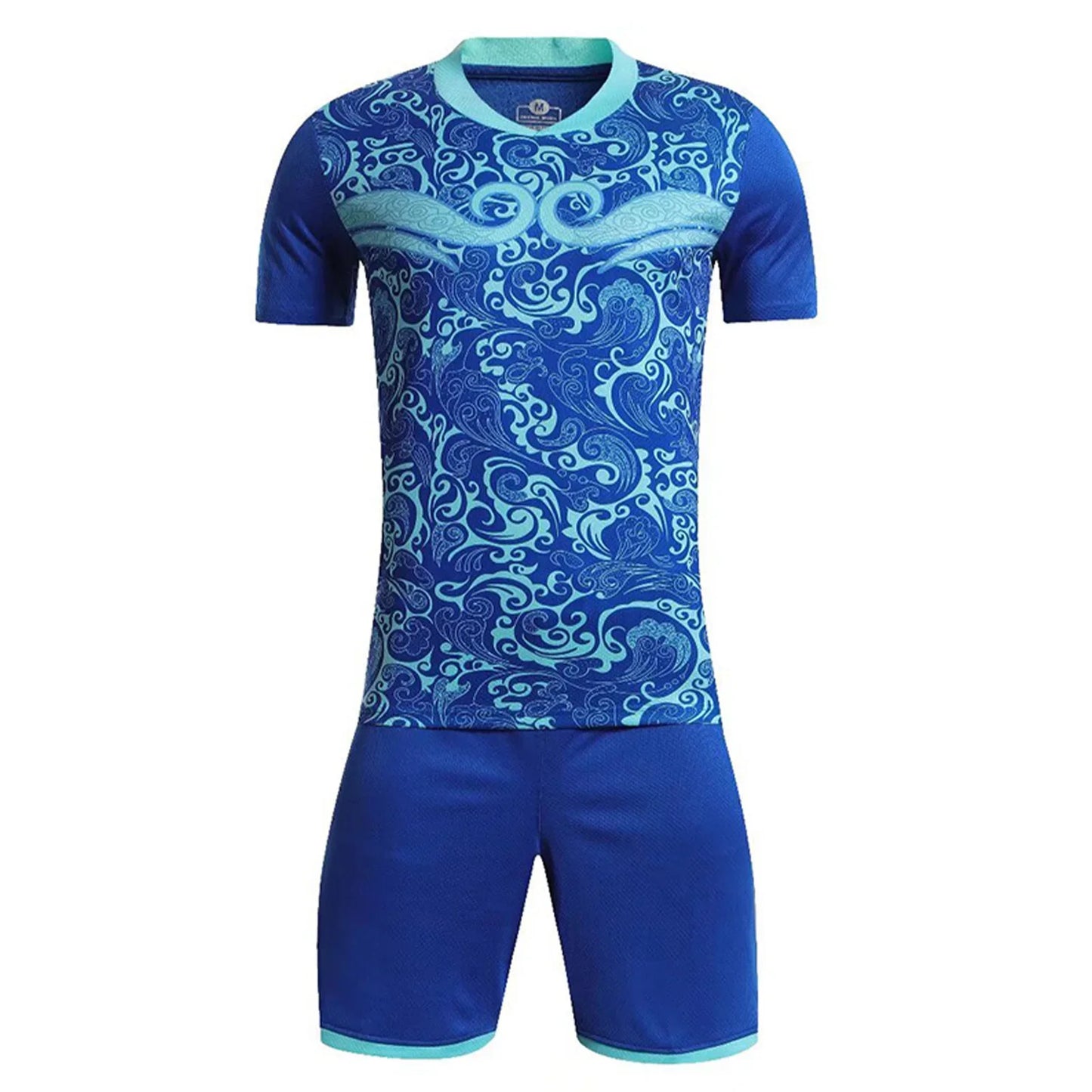 2 Pcs Summer Children's Quick-Drying Sports Set Boys Girls Soccer Training Outfit Short Sleeve Stylish Print T-shirt with Shorts