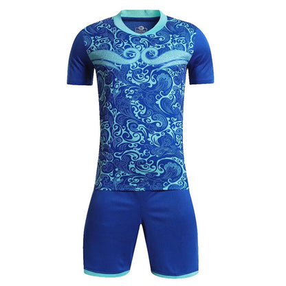 2 Pcs Summer Children's Quick-Drying Sports Set Boys Girls Soccer Training Outfit Short Sleeve Stylish Print T-shirt with Shorts