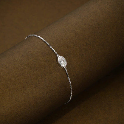 1/2carat Bezel Set Oval Cut Moissanite Bracelet for Women S925 Silver Plated 18k Gold Solitaire Diamond Wrist Chain Fine Jewelry