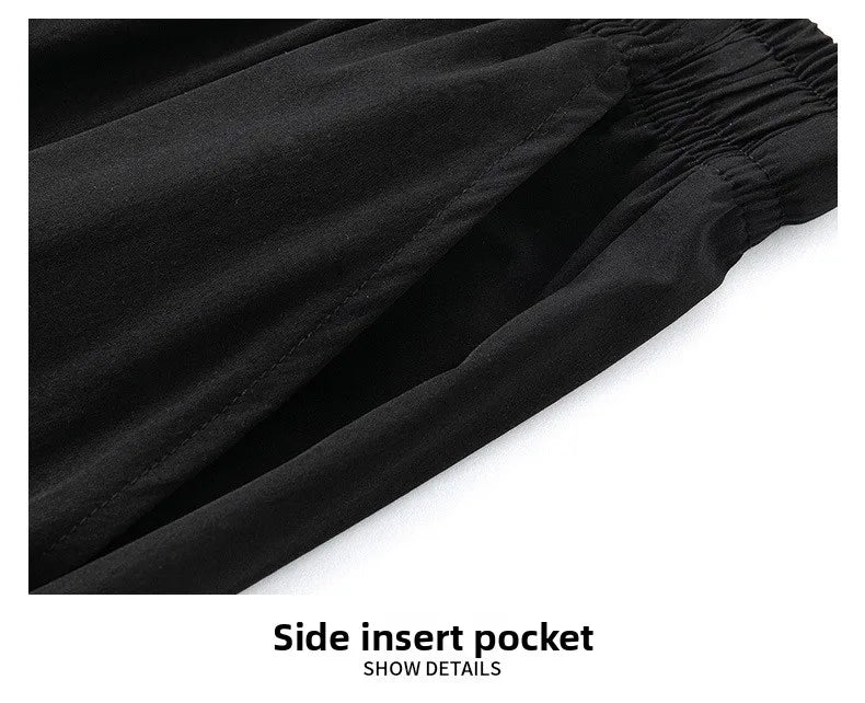 Men Drawstring Casual Pants Loose Drape Wide-leg Athleisure Pants Men Summer Thin Quick-drying Trousers Ice Silk Straight Pants