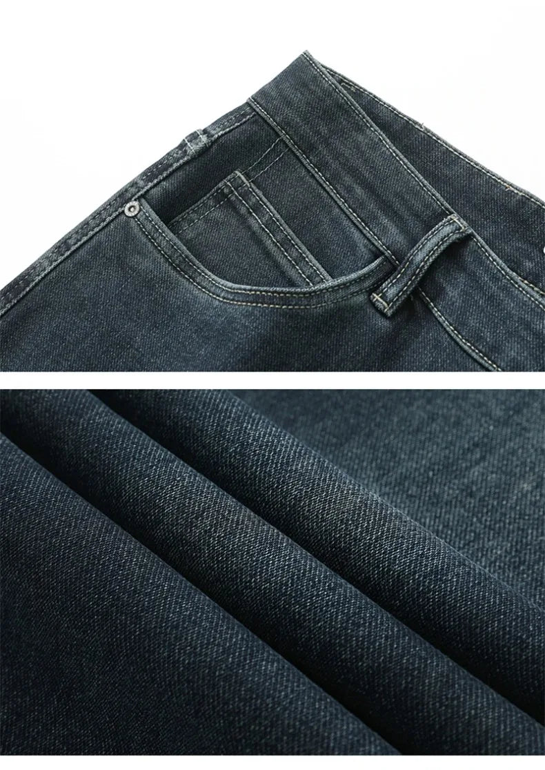 2025 New Spring and Autumn Men's Jeans, Loose, Comfortable, Straight, Business Casual, Versatile Wide-leg Business Trousers