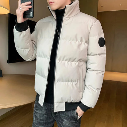 Men's Thickened Cotton Jacket Stand Collar Casual Winter Coat Youth Large Size down Cotton Clothes Fashionable Urban Style