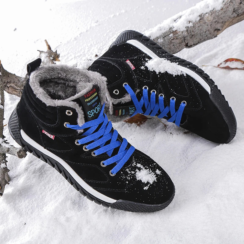 New Winter Sneakers for Men, Velvet Warm High-Top Cotton Shoes, Korean Style Casual Snow Boots, Boots, Men's Shoes, Autum Skateboard Shoes