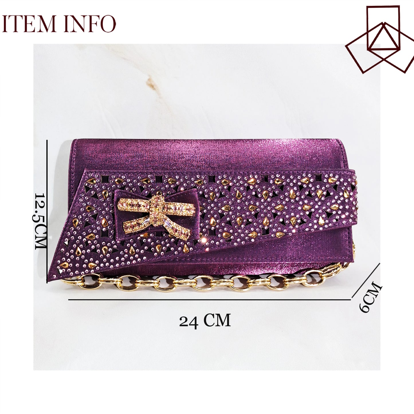 Elegant Mature Style Purple Rhinestone Design Women's Peep Toe High Heels With Matching Handbag Set for Party Wedding or Wokr