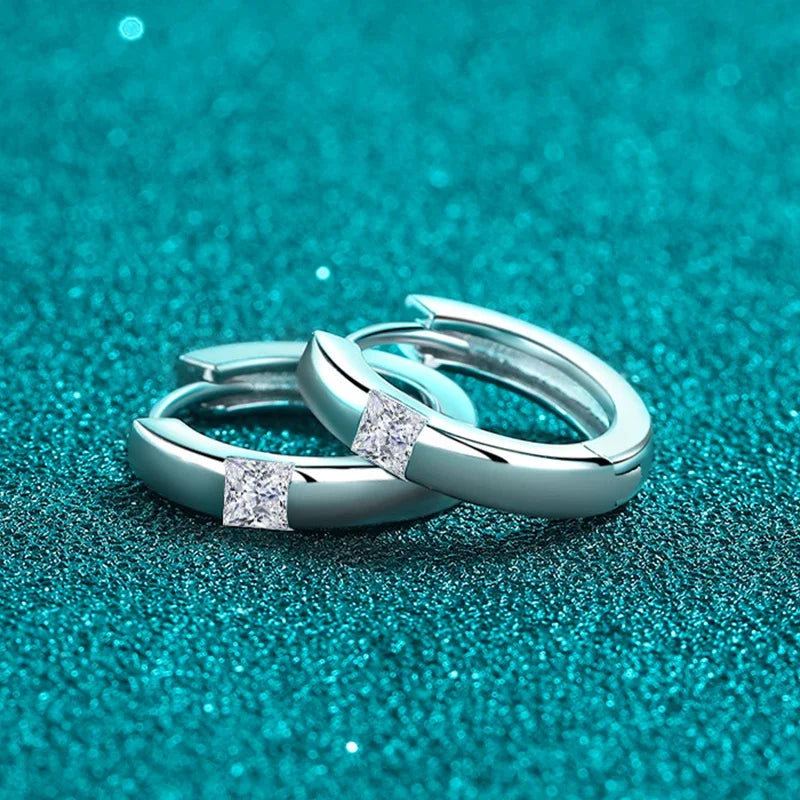 Princess Cut Moissanite Hoop Earrings for Women D VVS1 Lab Diamond 925 Sterling Silver Party Wedding Earring Fine Jewelry