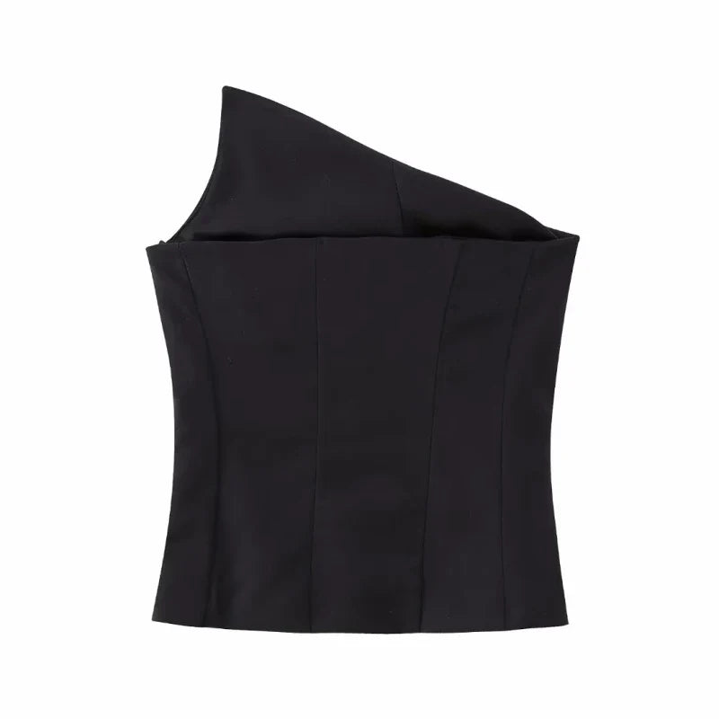 Stylish Women Elegant Cropped Tank Tops 2023 Summer Fashion Ladies Vintage Chic Slim Black Top Party Girls Sexy Tanks