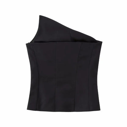 Stylish Women Elegant Cropped Tank Tops 2023 Summer Fashion Ladies Vintage Chic Slim Black Top Party Girls Sexy Tanks