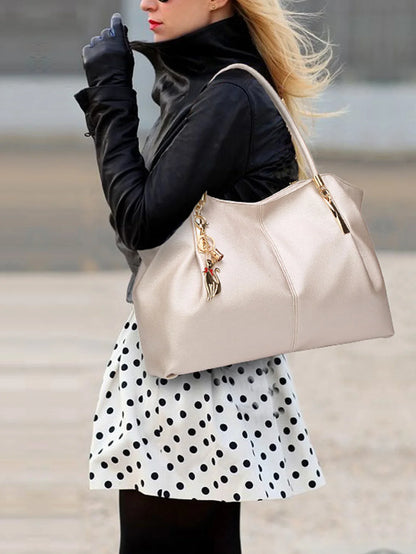 Women's Fashionable and Versatile Tote Bag with an Elegant Vibe, Large Capacity with Metal Accents, Pu Handbag and Shoulder Bag, Women's Business Travel Bag, Suitable for Outings/Shopping/Commuting/Work/Office/Business Trips/