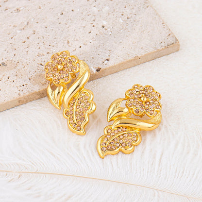 Luxury Flower Design Jewelry Set for Women Color Big Pendant Necklace and Earrings Bridal Weddings Nigerian Accessories