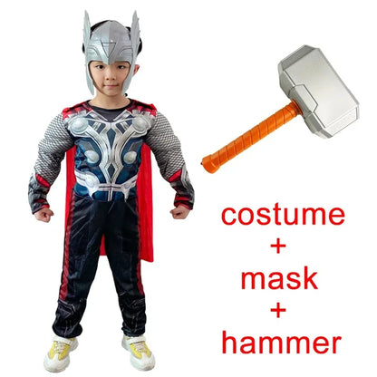Thor Muscle Anime Smile Hero Cosplay Costume, Combinaison, Marteau Everak, Ensemble Complet, Costumes d'Halloween et de Carnaval